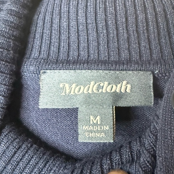 MODCLOTH Charter School Navy Blue Nautical Turtleneck Buttons Sweater - Picture 7 of 10